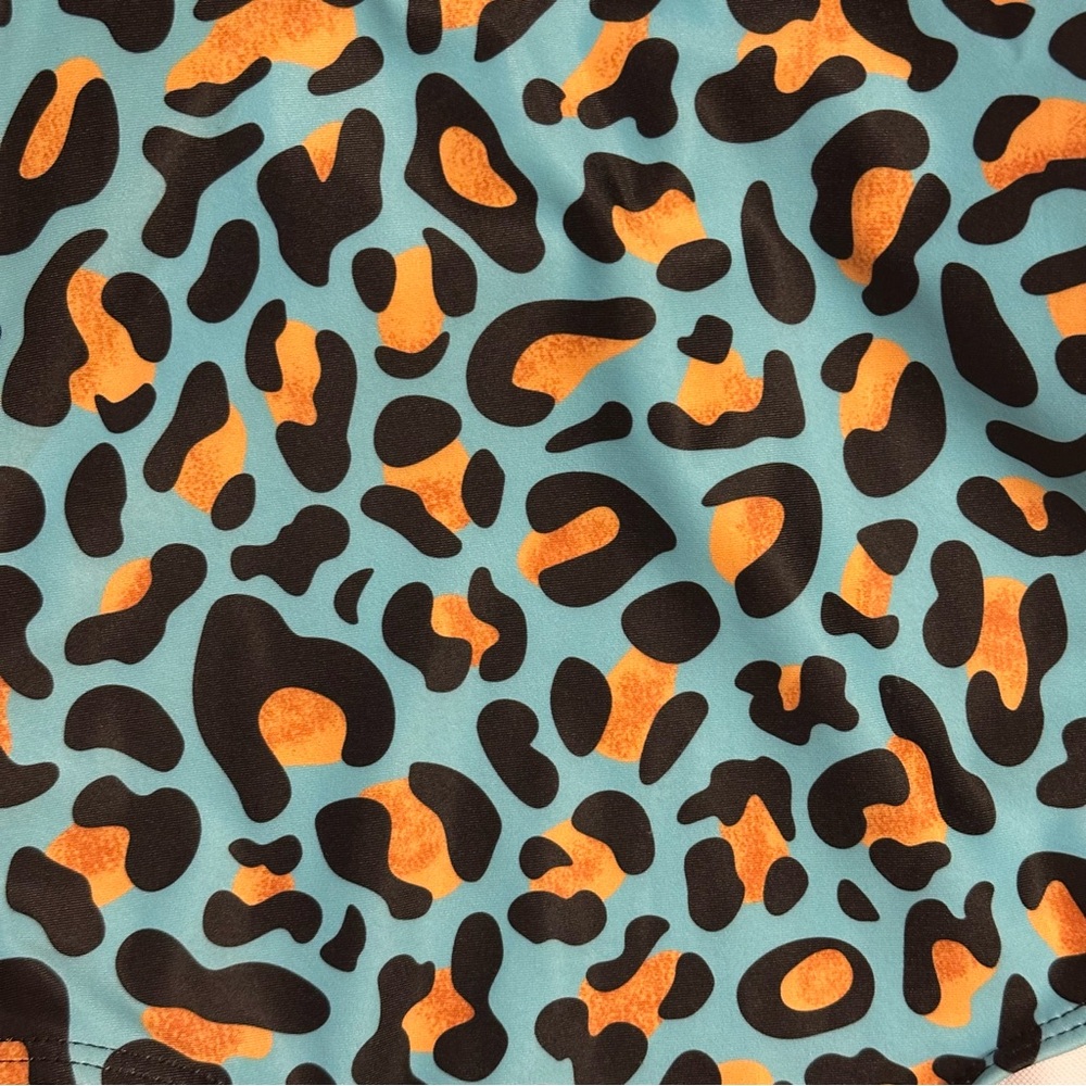 Turquoise Leopard Print Ruffle Swimsuit - Picture 2 of 7